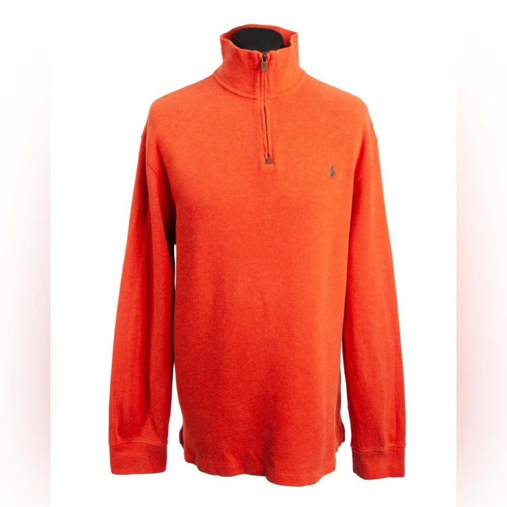 Ralph Lauren men’s dark orange quarter zip sweater size medium 100% cotton